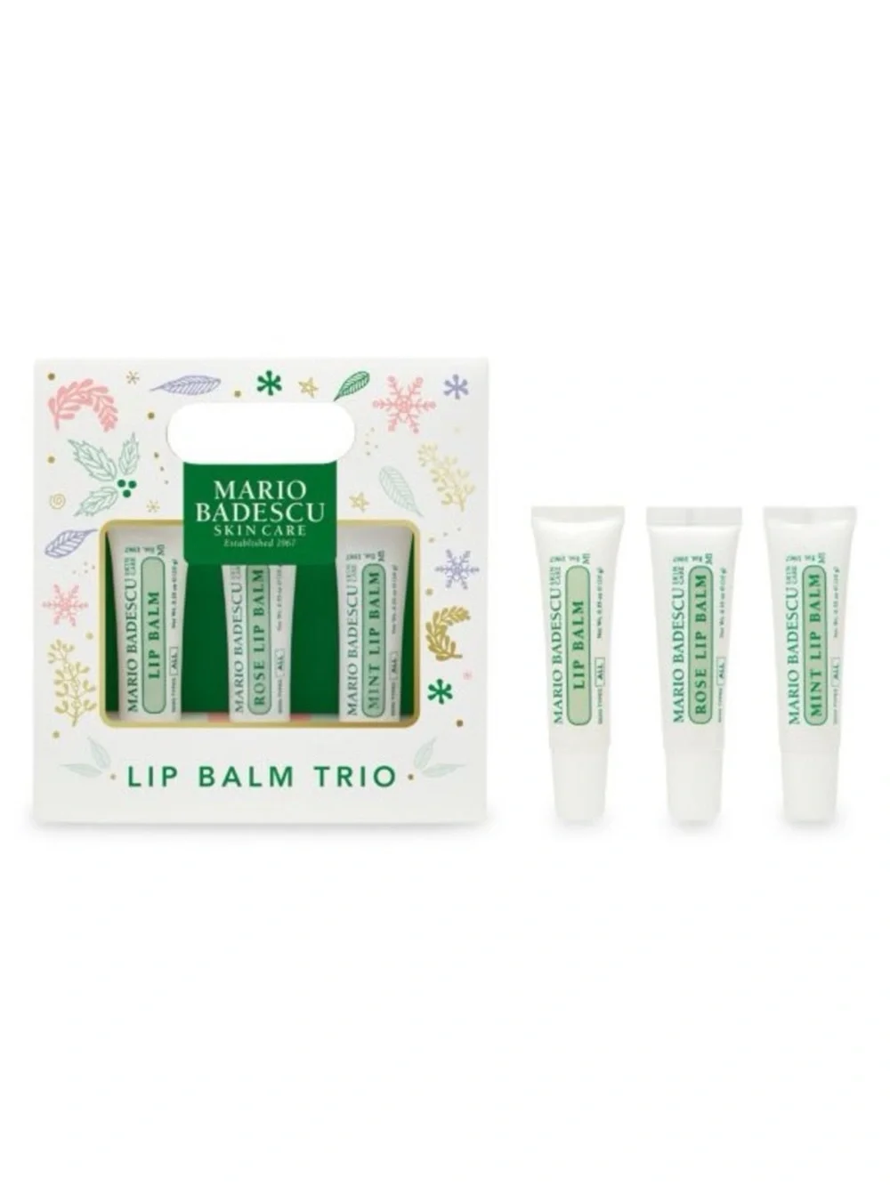 Mario Badescu Lip Balm Trio Set Coconut Oil Shea Butter Rose Mint NWT